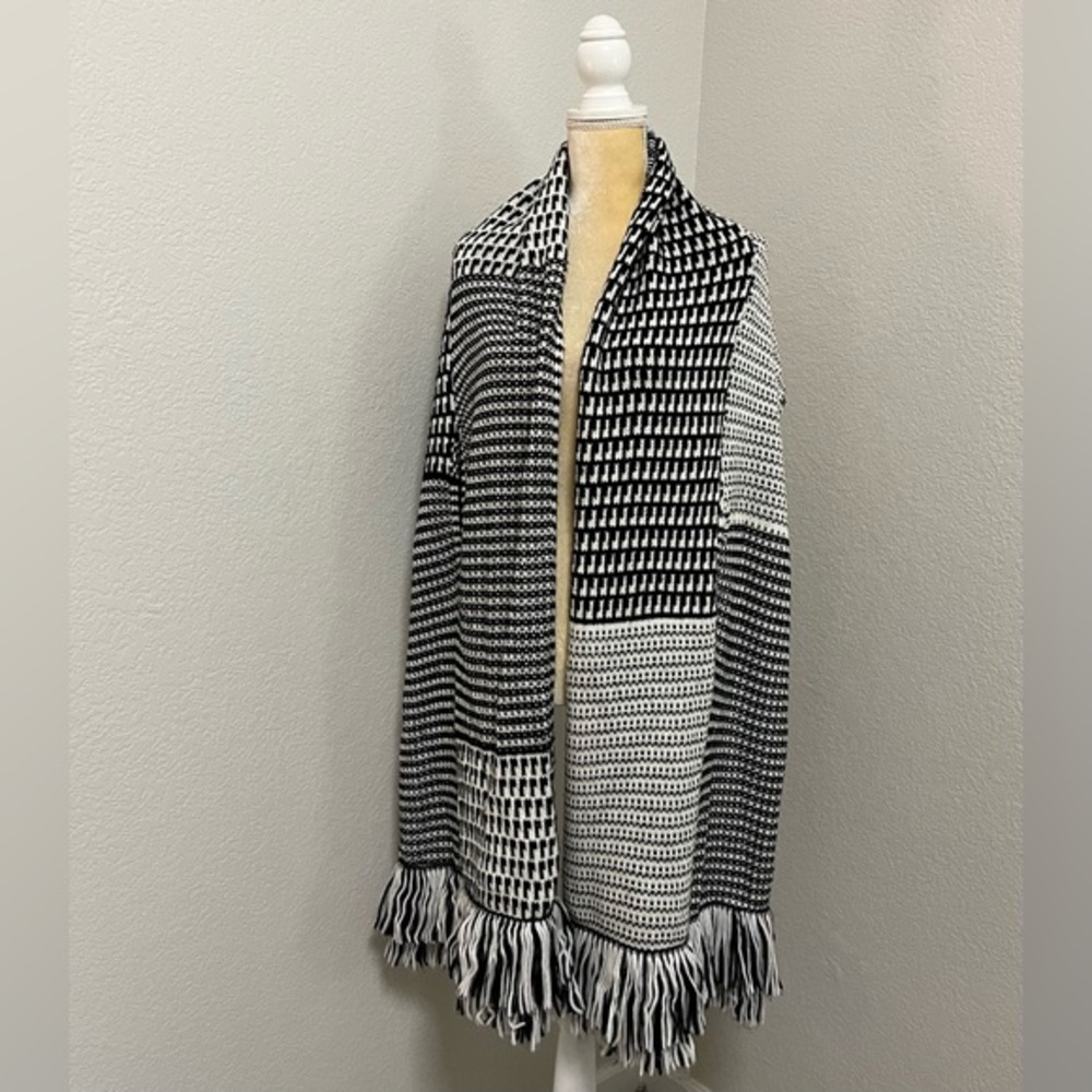 Rebecca Minkoff black and white wrap, shawl, poncho.